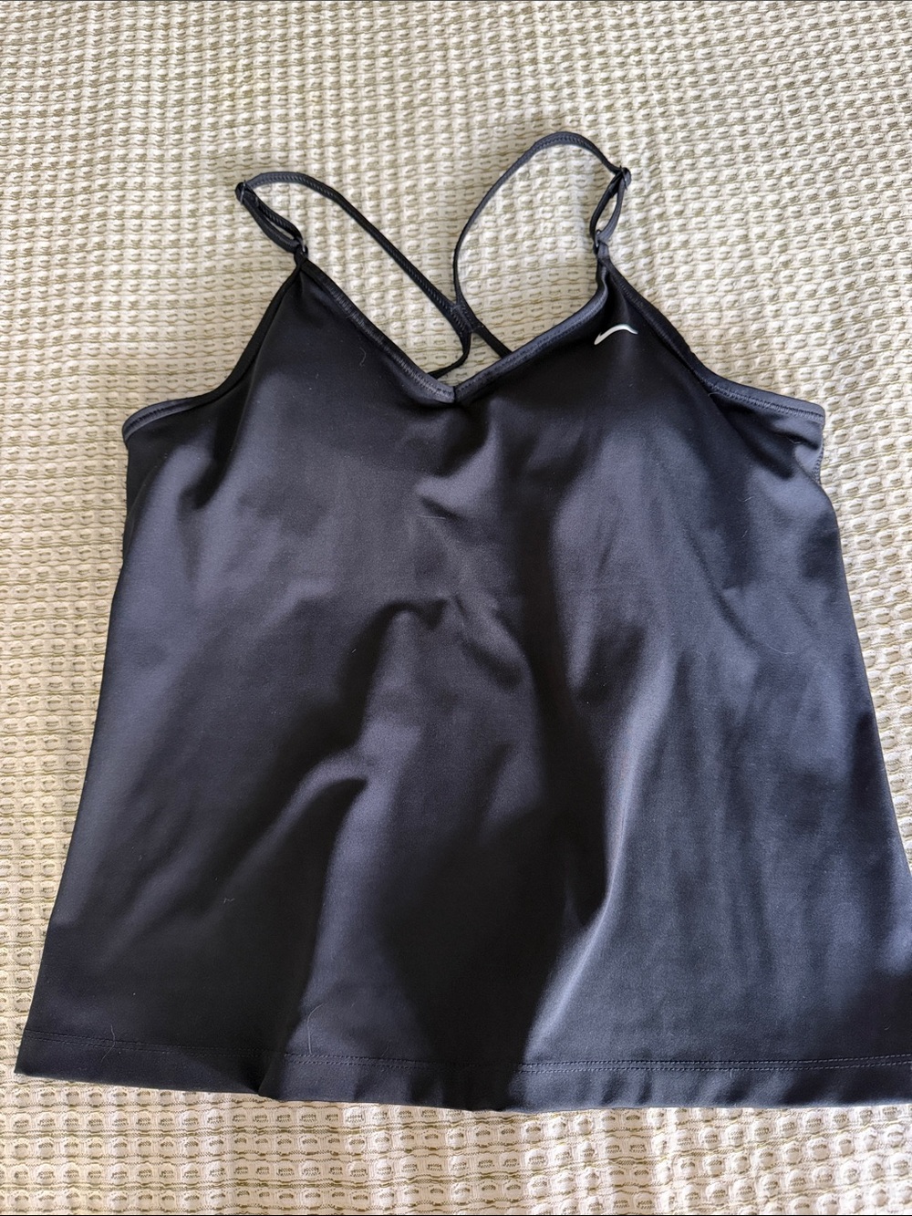 Nike Black V-Neck Athletic Cami with Thin Straps and Built In Bra